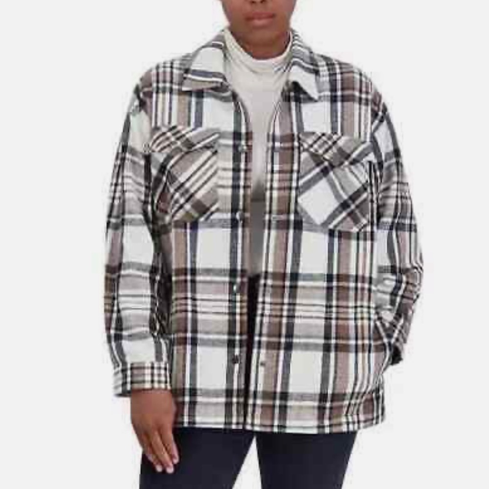 NWT HFX Women's Shirt Jacket Relaxed Fit Drop Shoulder‎ Brown M J1